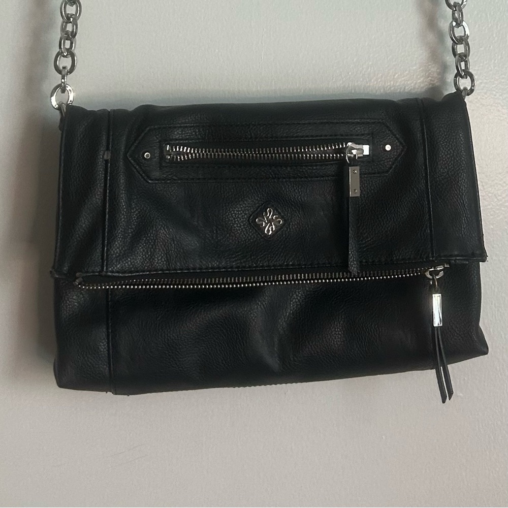 Vera Wang Black Crossbody Bag with Silver Chain